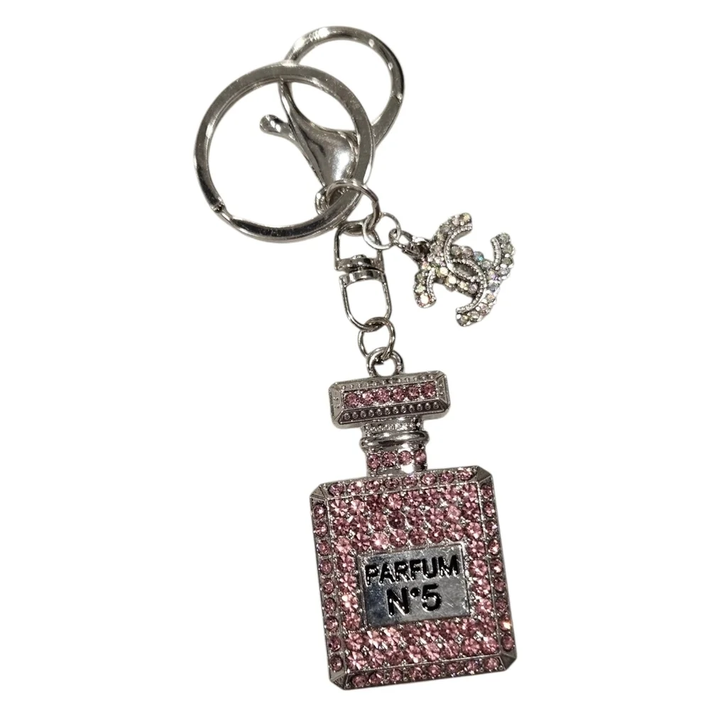 Chanel Stamped Silver Iridescent Crystal Replacement Pull On Bag Charm